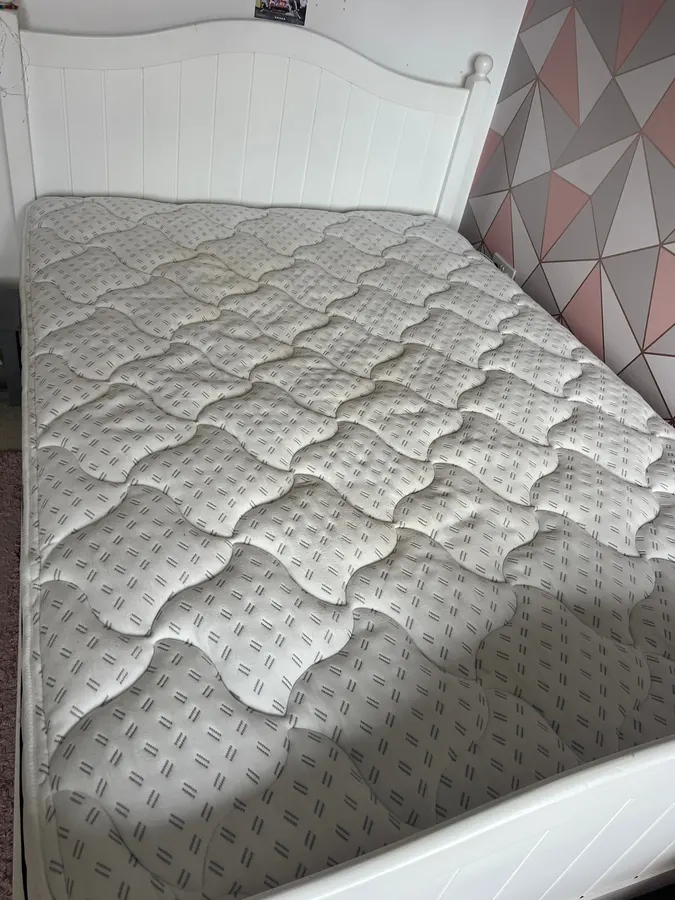 Discoloured mattress restored in Staffordshire, after professional cleaning