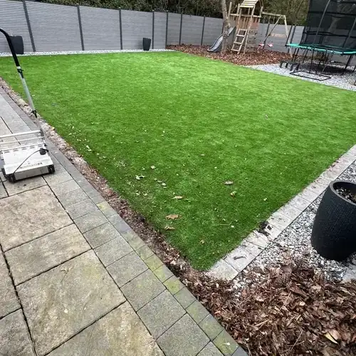 Artificial grass deep clean, Staffordshire garden, before professional cleaning