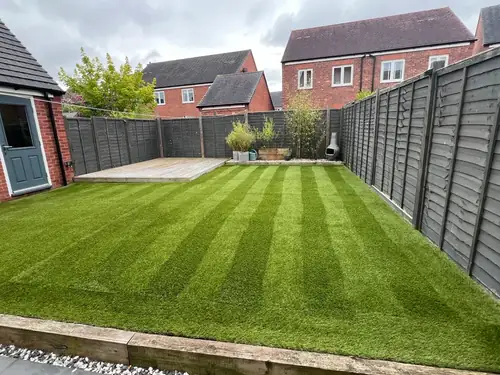 Artificial lawn restoration, Staffordshire, after professional cleaning