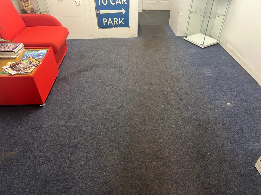 Commercial carpet cleaned and brightened in Staffordshire, before professional cleaning