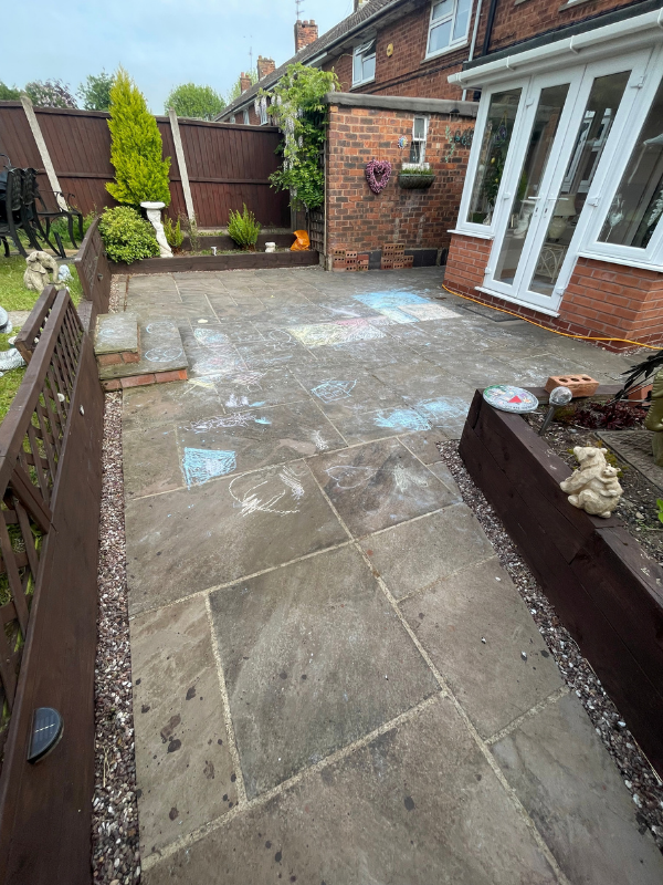 Patio cleaning comparison 3 in Staffordshire, before professional cleaning