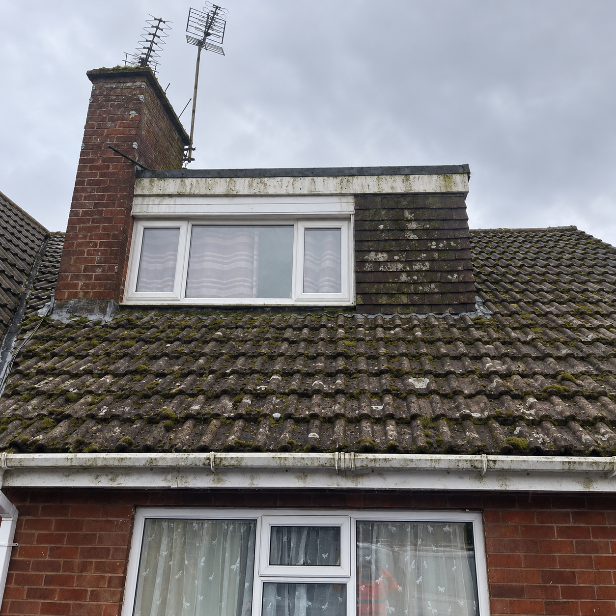 Roof cleaning Staffordshire comparison 1, before professional cleaning