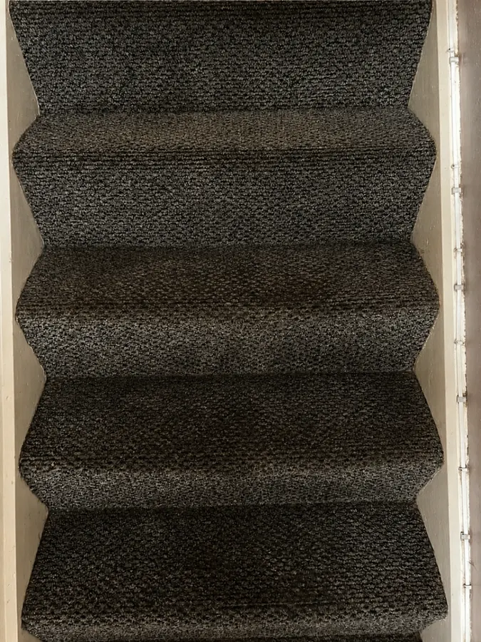 Dark stair carpet restored with professional cleaning in Staffordshire, before professional cleaning