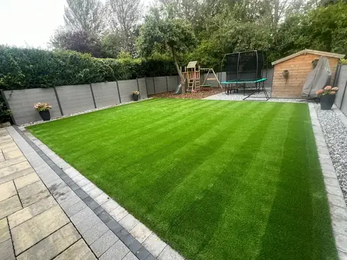 Artificial grass deep clean, Staffordshire garden, after professional cleaning