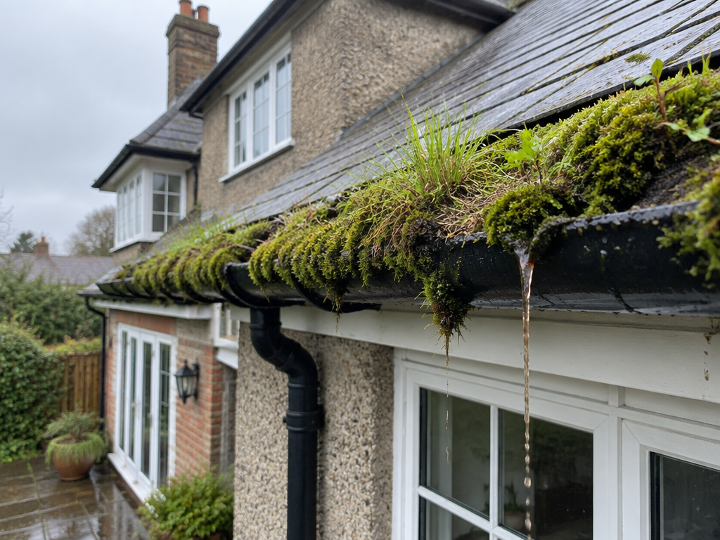 Gutter cleaning comparison 3 in Staffordshire, before professional cleaning